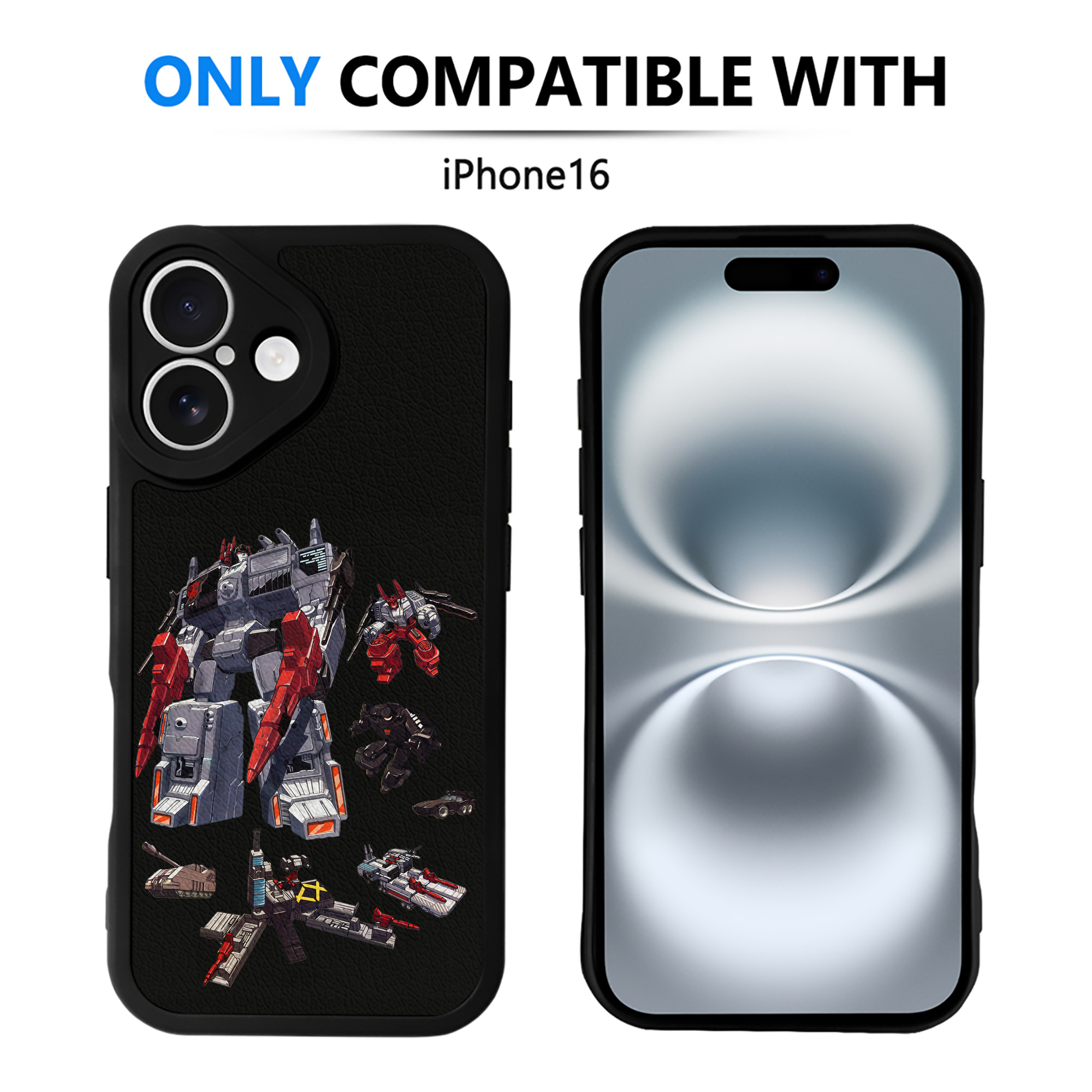 （画像用） Transformers トランスフォーマー 【iPhone 16シリーズ対応】シリコンスマホケース（レザー調） 材質：シリコン